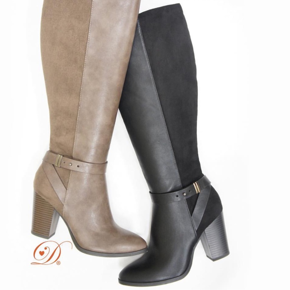 2 left! Delicious Shoes Black Knee High Heel BOOT - Picture 2 of 7